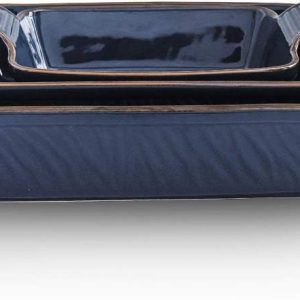 Bakeware Set, Ceramic Baking Dish, Rectangular Lasagna Pans for Cooking, Cake Dinner, Kitchen, 9 x 13 Inches, Texture Series 3-Piece (3 Piece, Aegean)