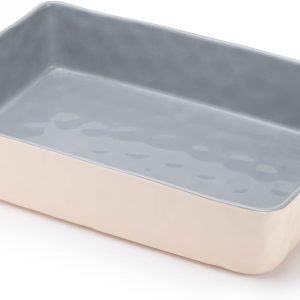 4.3-Quart Ceramic Baking Pan, 9 x 13-Inch Rectangular Baking Pan with Handles for Casseroles, Cakes, Lasagna Dish, Makes a Great Thanksgiving Christmas Gift (Grey)