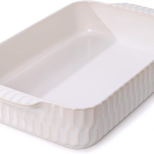 4.7QT Casserole Dishes for Oven, 9x13” Large Lasagna Pan, Ceramic Baking Dish, Rectangular Lasagna Pan Deep with Handles for Baking, Casserole, Kitchen, Gift for Mother Father Women Men