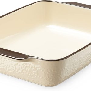 Casserole Dish for Oven, 9x13 Ceramic Baking Dish, 115oz Large Lasagna Pan, Durable Deep Baking Pan with Handles, Oven Safe, Home & Kitchen Decor Gifts, Beige