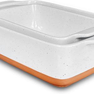7x11in & Loaf Baking Dishes - Porcelain Casserole & Bakeware, Oven-to-Table, Freezer Safe - Set of 2, White