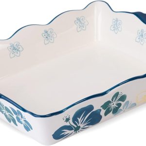 Casserole Dish Baking Dish Ceramic Baking Pan, 9x13 Baking Pan, Nonstick Baking Dishes for oven, Blue flower Lassagne Pan, Casserole Dishes with handles, for Kitchen