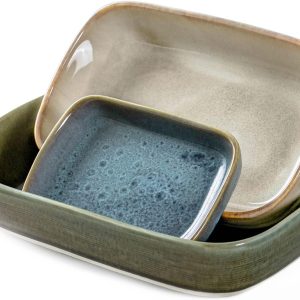 Small Casserole Bakeware Sets, Baking Dish for Oven - Mini Lasagna Cake Pan 6 x 8 Inch for Kitchen Cooking & Serving Microwave, Oven Safe - 3-Piece, Assorted Colors